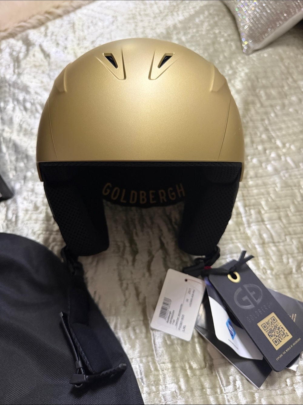 Goldbergh Gold Matte Ski Helmet with Black Lining